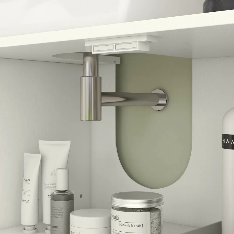 HOMCOM Meuble sous lavabo meuble de salle de bain avec placard à deux niveaux étagères réglables 90l x 30P x 63H cm crème