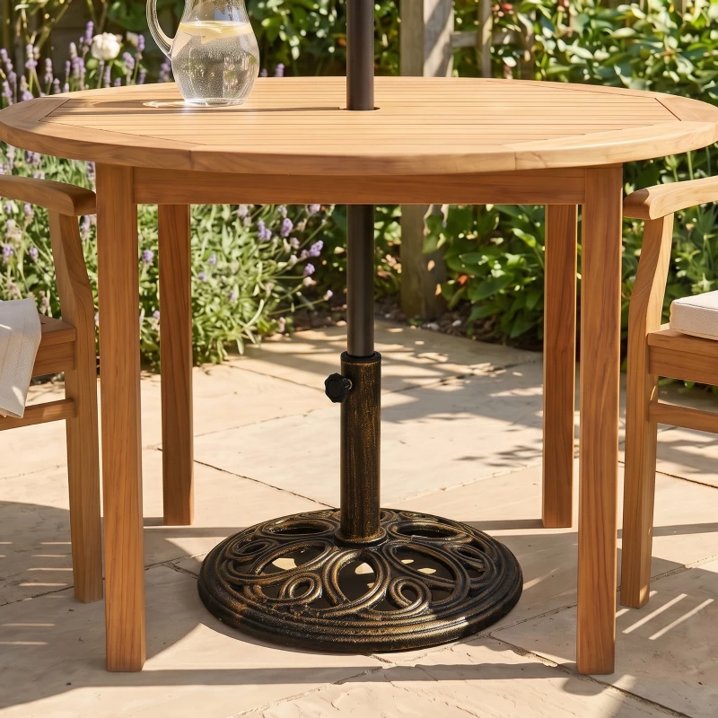 Outsunny 11.5 kg Cast Metal Round Patio Umbrella Base Stand, Umbrella Holder for Outdoor, Patio, Garden, Bronze Tone