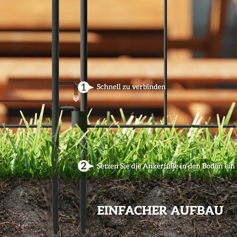 Outsunny Decoratieve Gietijzeren Tuinomheining Set - 300 cm x 70 cm - Zwart