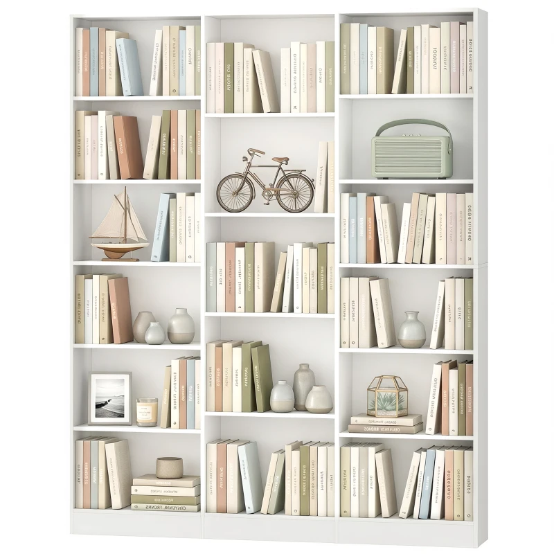 HOMCOM Bookcase with Open Storage, 6-Tier Bookshelf with Anti-Tipping Hardware, White