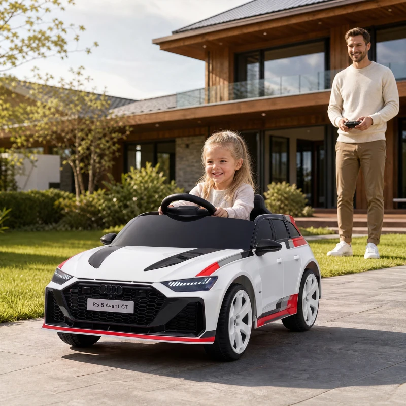 AIYAPLAY Carro Elétrico para Crianças Audi RS 6 Avant GT 12V com Comando à Distância 2,4 G, Motor Duplo, Arranque Suave e Suspensão