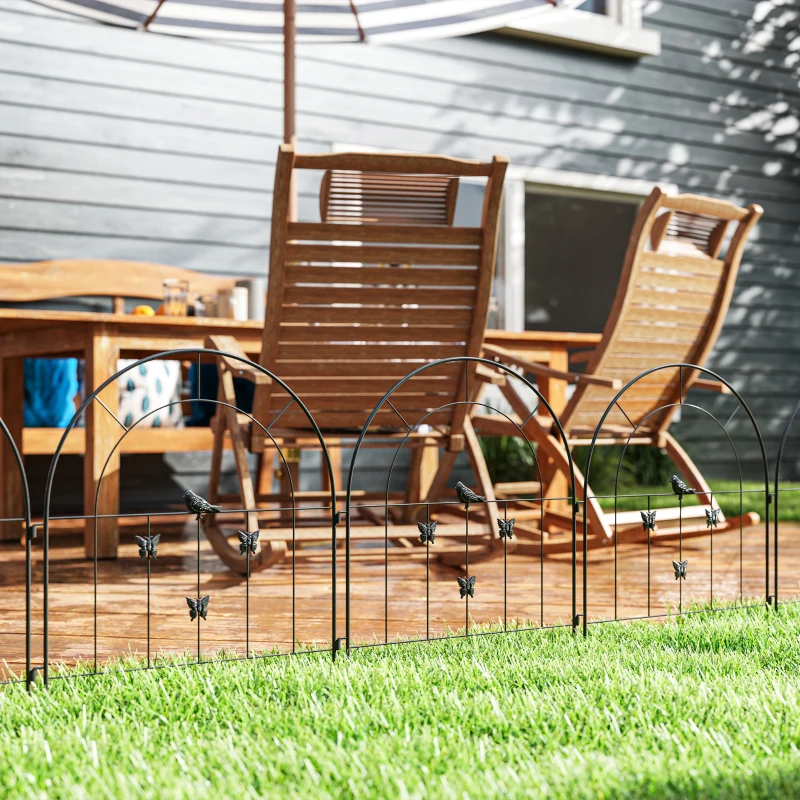 Outsunny Gartenzaun Zaun Stahl 300 cm x 70 cm hoch Dekorativer Gitterzaun Set Zaunelemente Schwarz
