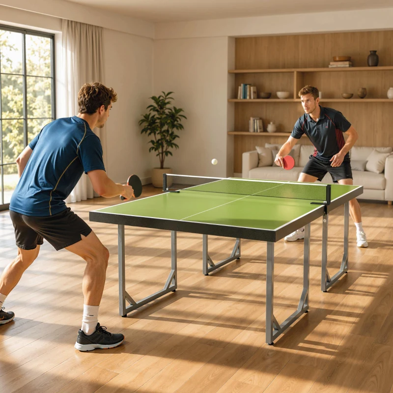 HOMCOM Tavolo da Ping Pong Pieghevole per Interni, Tavolo Ping Pong con Rete, Montaggio Non Richiesto, 182x91 cm, Verde