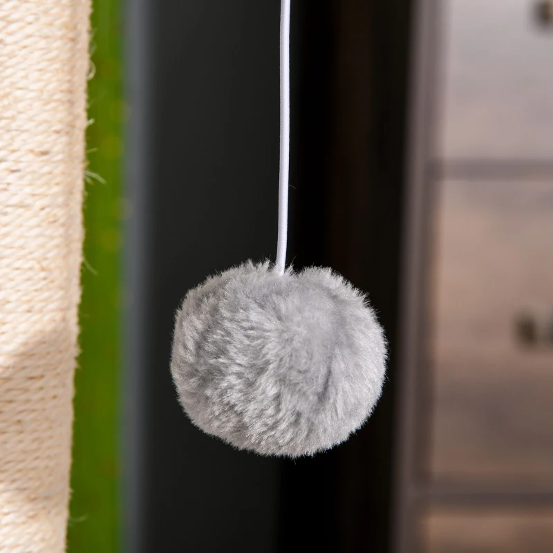 PawHut Árbol Rascador para Gatos Altura 114 cm con Postes de Sisal 3 Plataformas Casita y 2 Bolas Colgantes Gris Claro