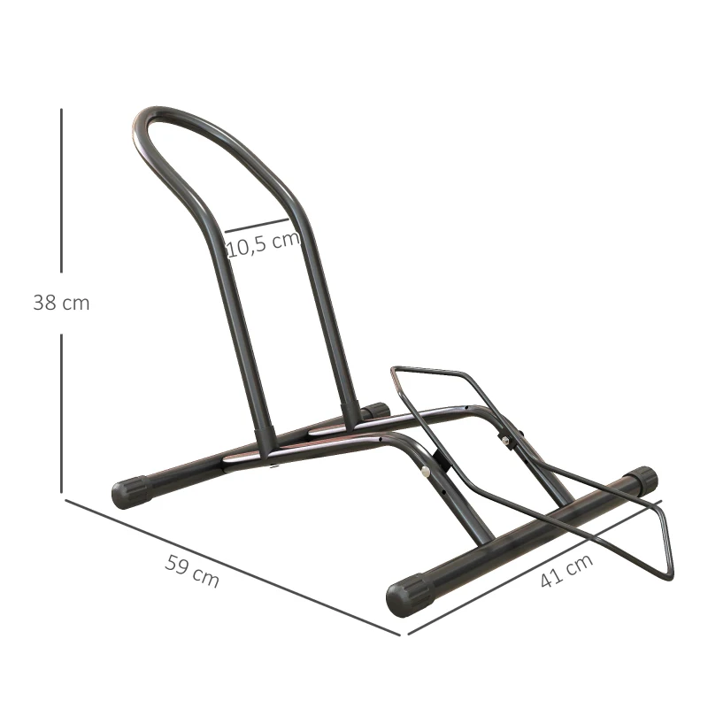 SPORTNOW Soporte para Bicicletas de Acero Aparca Bicis de Suelo Portátil para Interior y Exterior 59x41x38 cm Negro