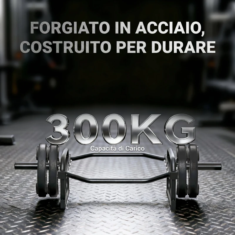 SPORTNOW Barra Olimpica Esagonale 5cm con Capacità 300kg, Design Facile da Caricare per Panca, Stacchi, Scrollate, Squat e Trasporti del Contadino