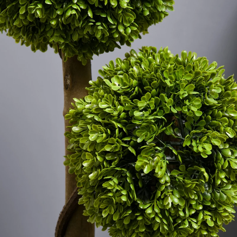 HOMCOM Planta de Boj Artificial de 3 Esferas con Macetero Incluido y Base Reforzada Altura 90 cm