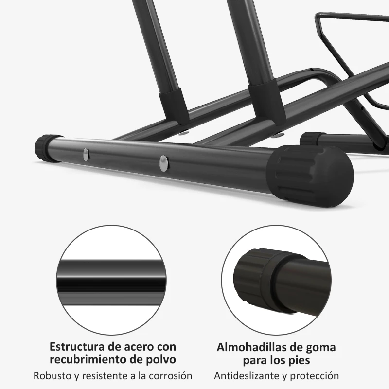 SPORTNOW Soporte para Bicicletas de Acero Aparca Bicis de Suelo Portátil para Interior y Exterior 59x41x38 cm Negro