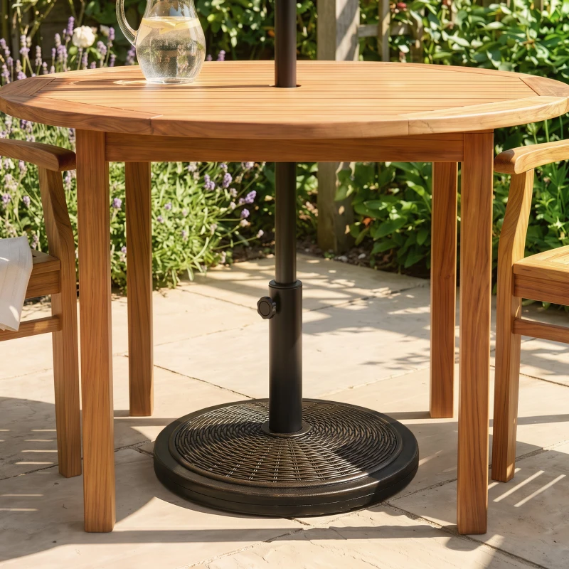 Outsunny Parasolvoet van Cement 14kg Rond met Rotanlook voor Parasol 35mm/38mm/48mm Diameter
