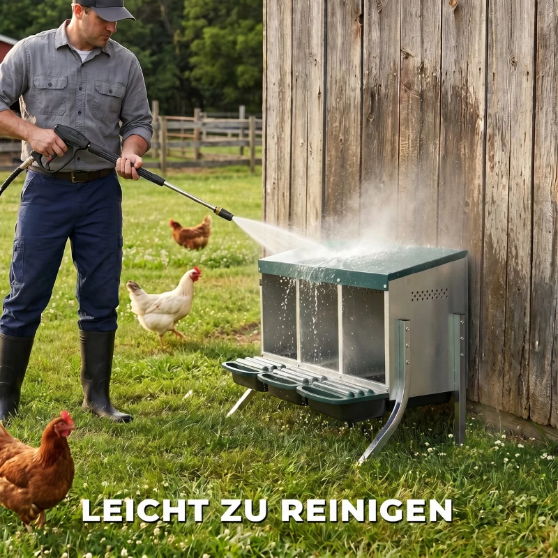 PawHut Legenest für Hühner, Abrollnest mit Belüftungslöchern, 3 Fächer, Hühnernest für 3 Hühner, 84 x 55 x 61 cm, Silber