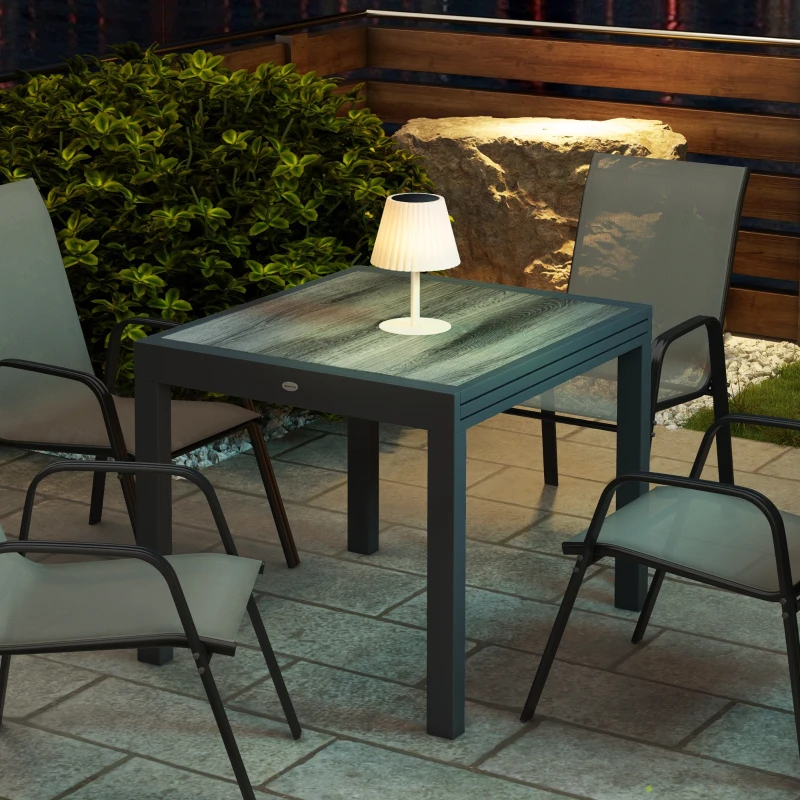 Outsunny Gartentisch, ausziehbar, pflegeleicht, Aluminiumrahmen, Holzoptik, 160 x 80 x 75 cm