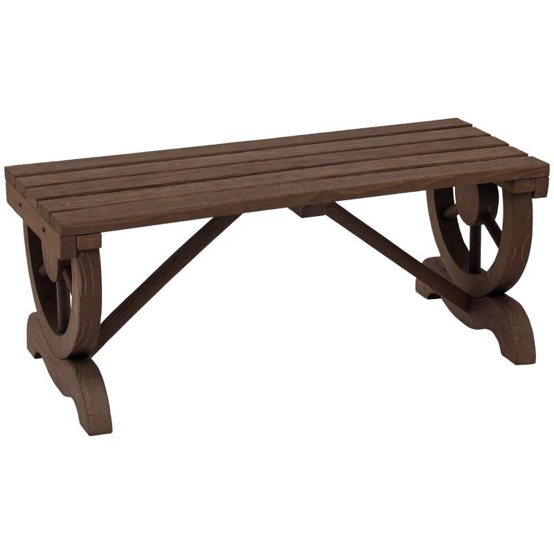 Outsunny Tuinbank bank tuinmeubelen rustieke bank massief hout bruin