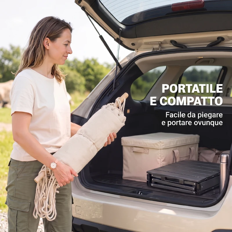 Outsunny Amaca da Giardino in Corda Shabby Chic per Interni ed Esterni Bianca