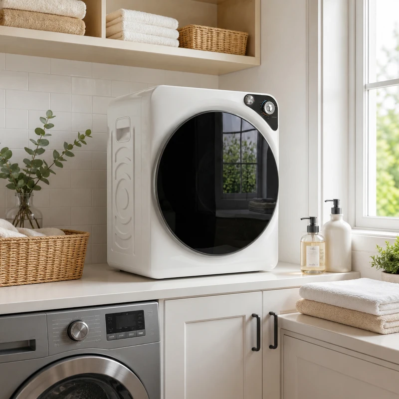HOMCOM Asciugatrice Portatile da 1000W con 5 Programmi e Timer, in PCM e Acciaio Inox, 49x43x61 cm, Bianco