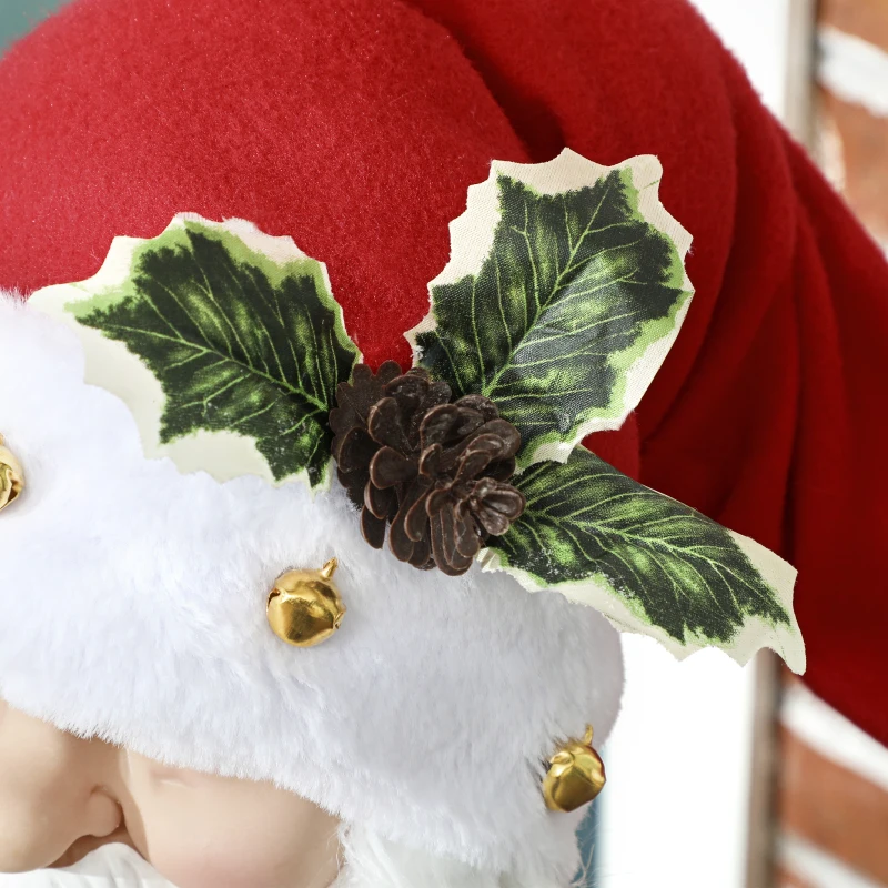 HOMCOM Figurine de Père Noël, Debout de Père Noël Rouge Traditionnelle 140 cm avec Sac de Cadeaux, Effets Sonores et Cloche