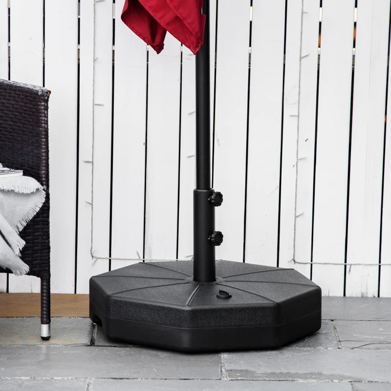 Outsunny Bază pentru Umbrelă din Plastic Umplută cu Apă și Nisip 28-40 kg, pentru Stâlpi de 38-48 mm, Ø60 cm, Negru