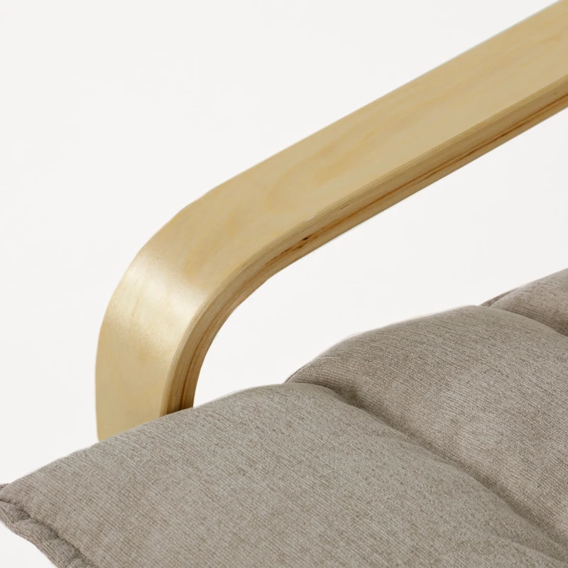 HOMCOM Fauteuil de Salon avec Repose-Pied, Fauteuil d'Appoint en Lin, Assise Large, Dossier Haut, Bascule Douce, Beige