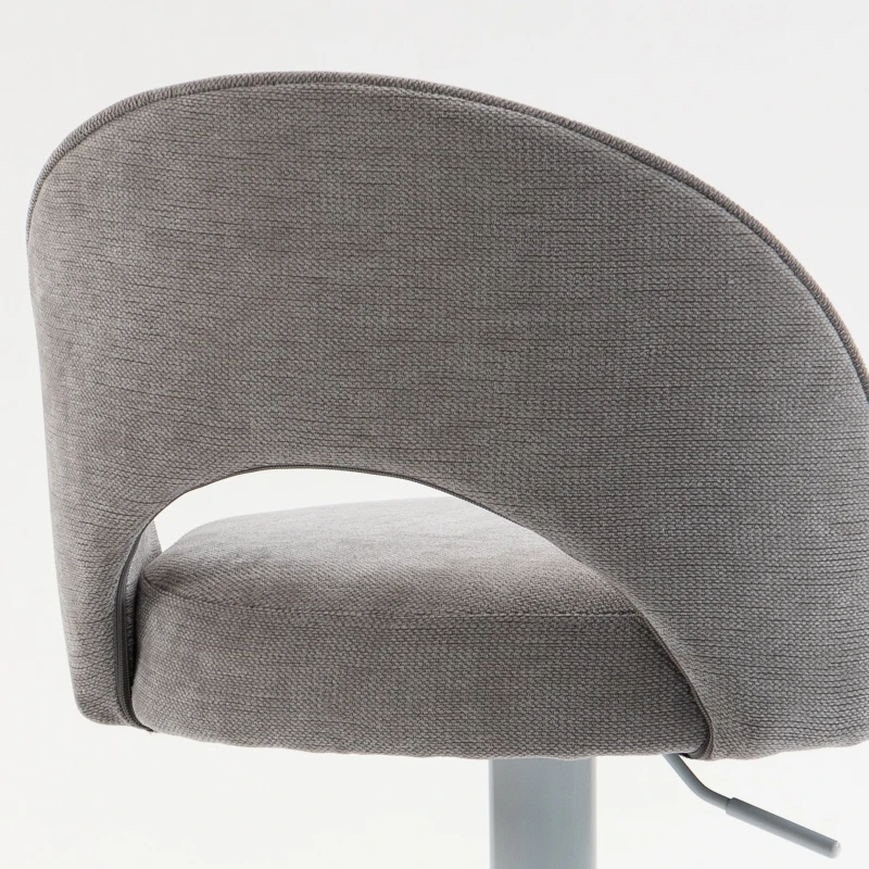 HOMCOM Lote de 2 Taburetes de Bar, Taburetes de Bar Regulables en Altura, Asiento Acolchado en Chenilla, Giratorio 360°, Gris