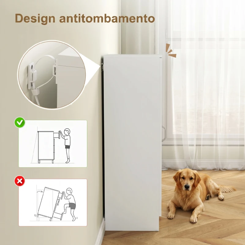 HOMCOM Armário de sapatos com 2 portas, 6 prateleiras ajustáveis, dobradiças com fecho suave para 21 pares, madeira natural