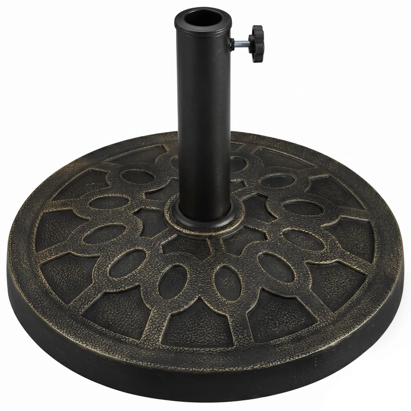 Outsunny Bază rotundă pentru umbrelă, pentru stâlpi de Ø38 și Ø48 mm, din rășină și oțel, Ø45 cm, bronz