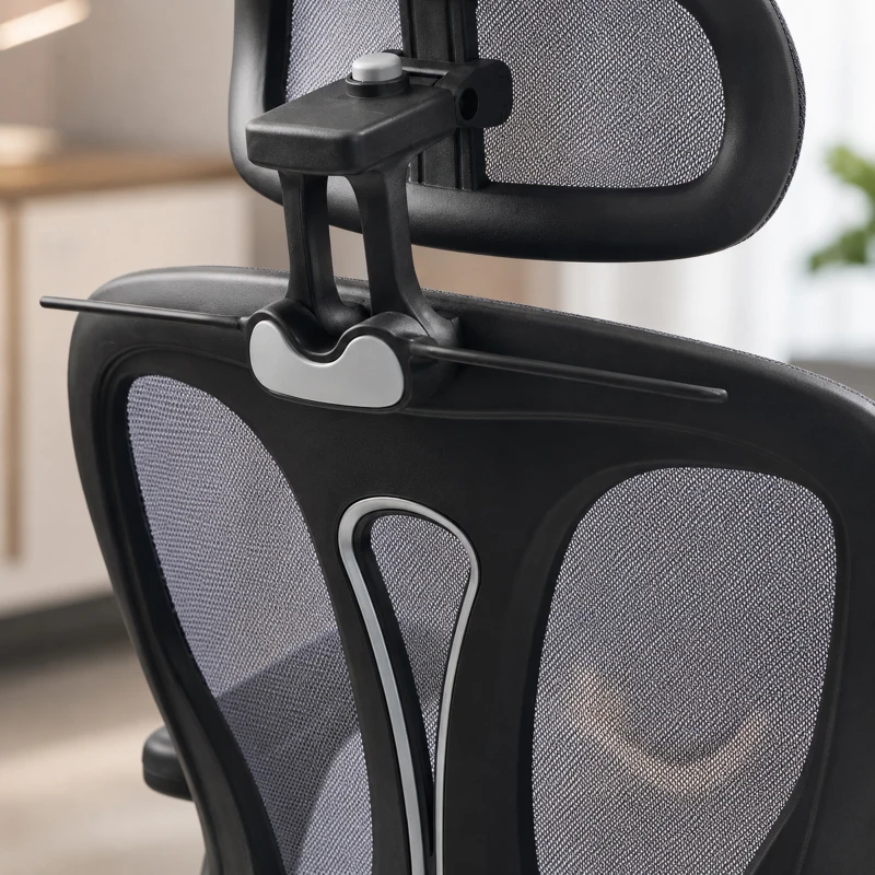 HOMCOM Chaise Bureau Ergonomique avec Accoudoirs 3D et Appui-Tête Réglable, Fauteuil de Bureau en Maille, Gris