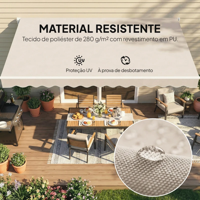 Outsunny Tecido de Reposição para Toldo com Lambrequim Repelente à Água Tecido de Substituição para Toldo Compatível 3,5x2,5 m Creme