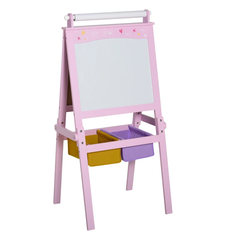 AIRPLAY Kinder Staffelei, 3-in-1 Kindertafel Doppelseitige Whiteboard und Tafel mit 2 abnehmbaren Aufbewahrungskörben Standtafel für Kinder Jungen & Mädchen ab 3 Jahre