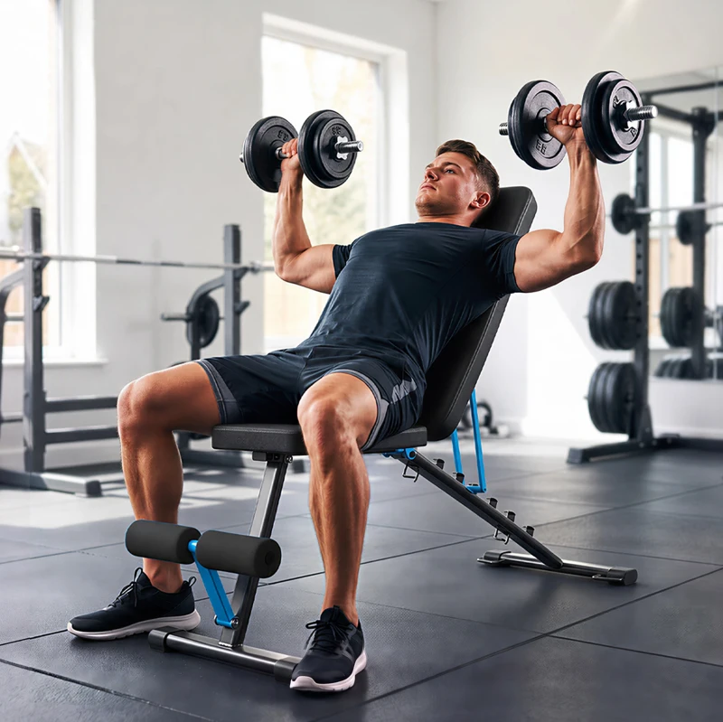SPORTNOW Hantelbank verstellbar Trainingsbank mit Beinstrecker 7-Fach Rückenlehne, verstellbar Polster 300 kg Last