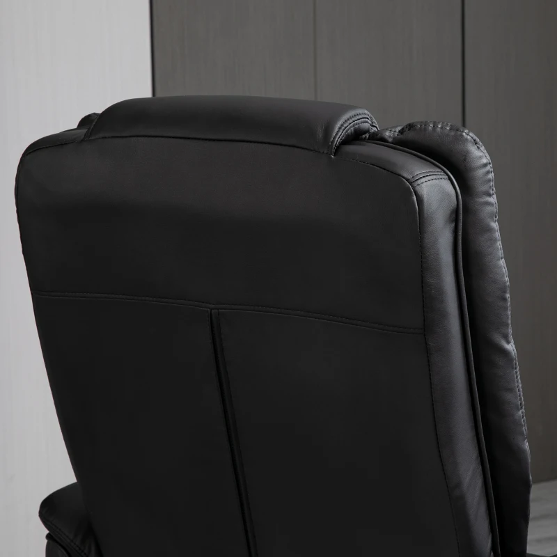 HOMCOM Fauteuil relax inclinable 135° grand confort pivotant 360° avec repose-pieds revêtement synthétique noir