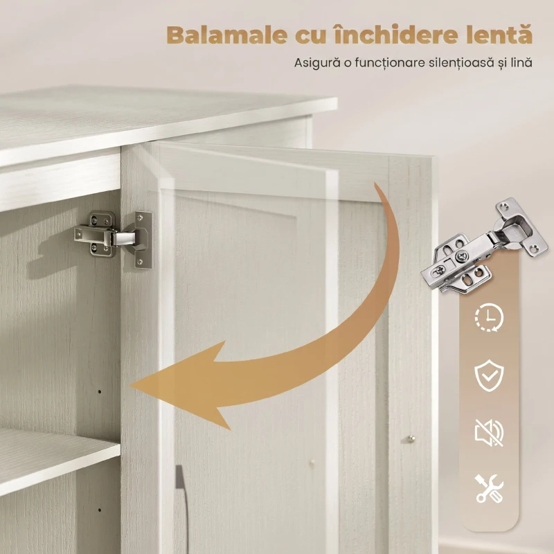HOMCOM Mobilier Bucătărie cu 2 Sertare și 3 Dulapuri, Polițe Reglabile, 120 x 38 x 79 cm, Crem