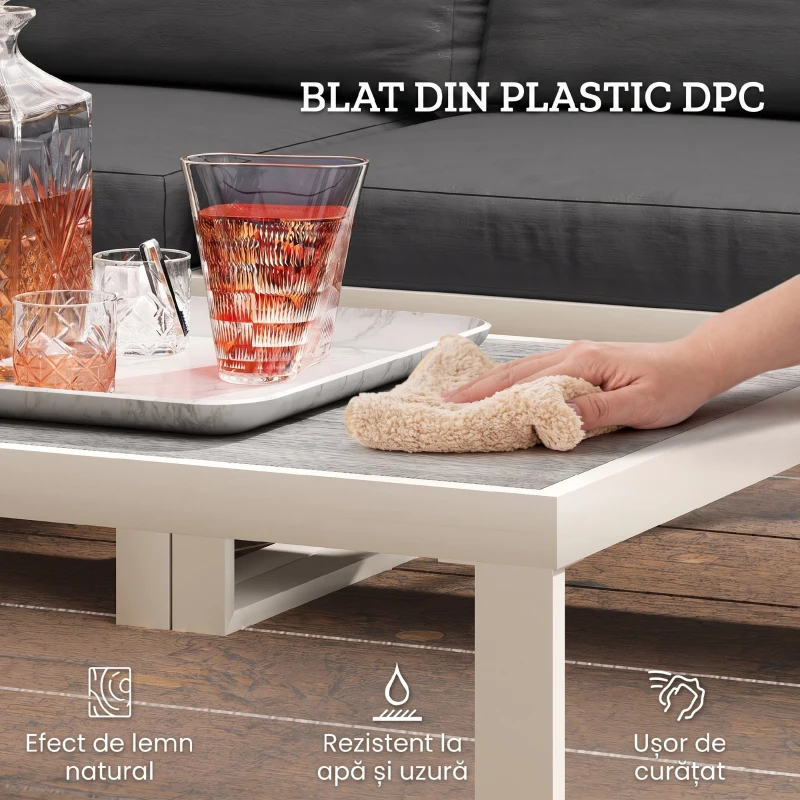 Outsunny Set Mobilier de Grădină cu Fotoliu Rabatabil, 2 Canapele cu Perne și Măsuță, Gri