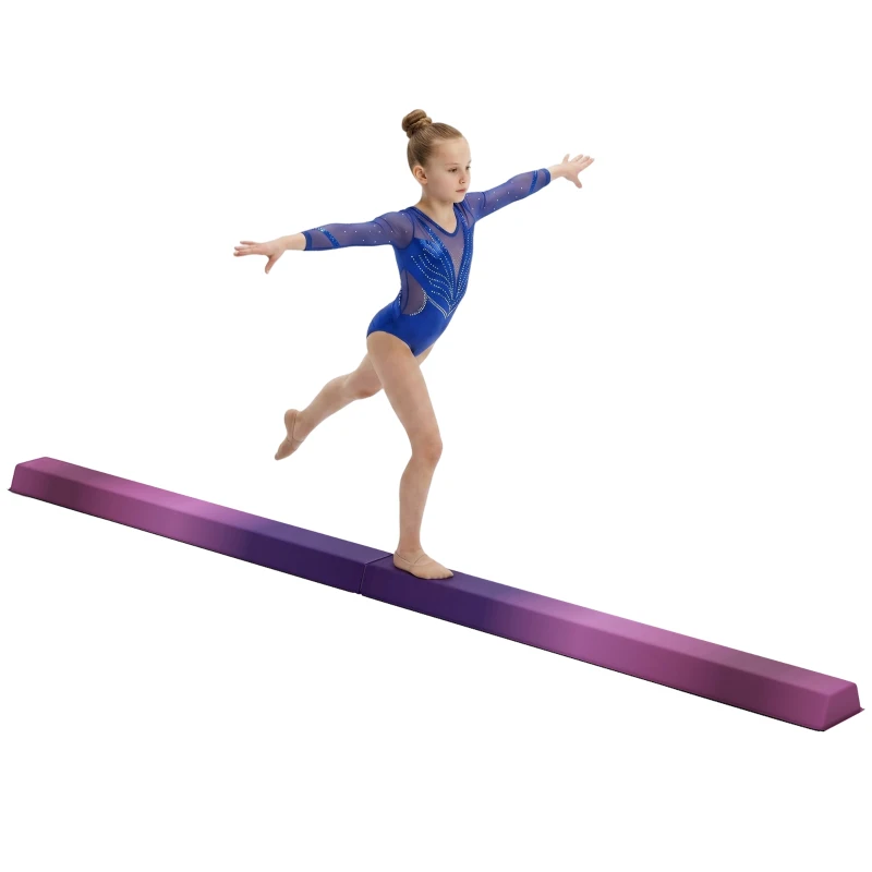 SPORTNOW Poutre de gymnastique pliable fond antidérapant, poignée de transport, 236 x 10/15 x 6,5 cm violet et rose