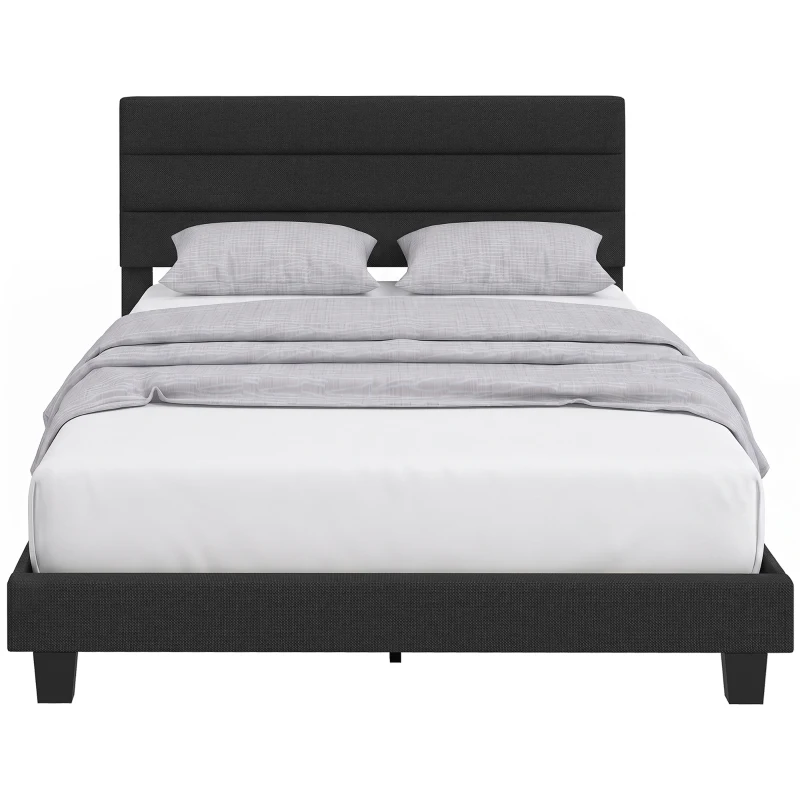 HOMCOM Cadru de Pat Dublu cu Lamele, 160x200cm, Negru