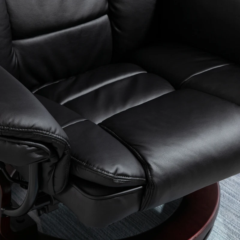 HOMCOM Fauteuil relax inclinable 135° grand confort pivotant 360° avec repose-pieds revêtement synthétique noir