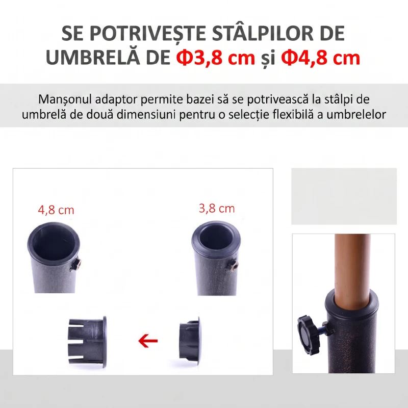 Outsunny Bază rotundă pentru umbrelă, pentru stâlpi de Ø38 și Ø48 mm, din rășină și oțel, Ø45 cm, bronz