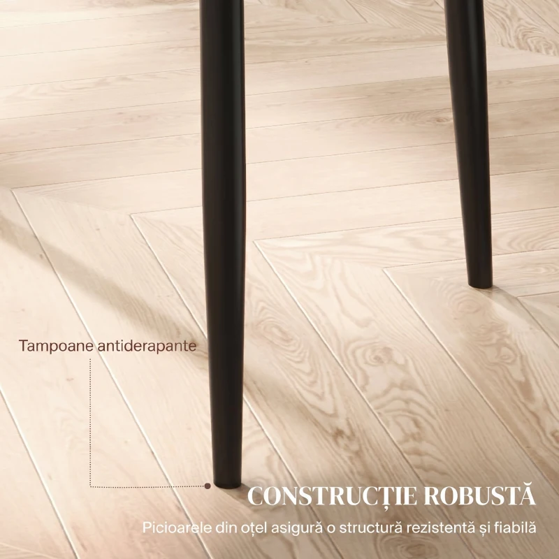 HOMCOM Set de 2 Scaune de Sufragerie Moderne cu Spătar Înalt din Piele Ecologică și Oțel, 41x50x97 cm, Negru