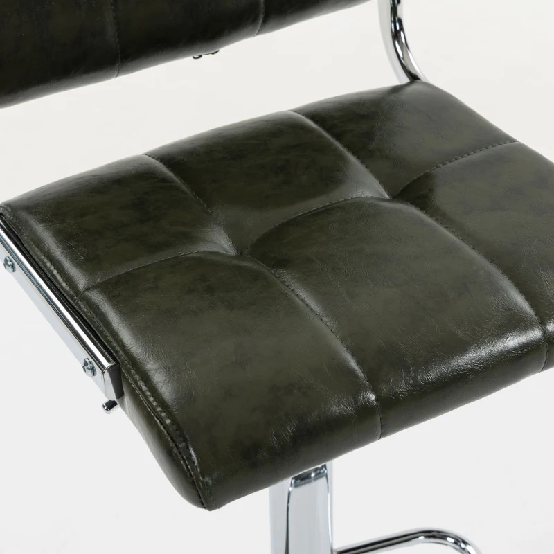 HOMCOM Bar Stools Modern PU Leather Adjustable Breakfast Bar Stools Backrest Set of 2 Green