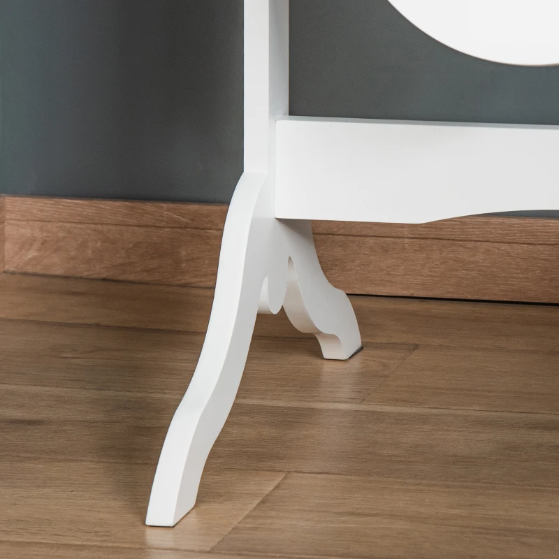 HOMCOM Oglinda Reglabila cu Suport, 47.5x45.5x154.5cm, Alba