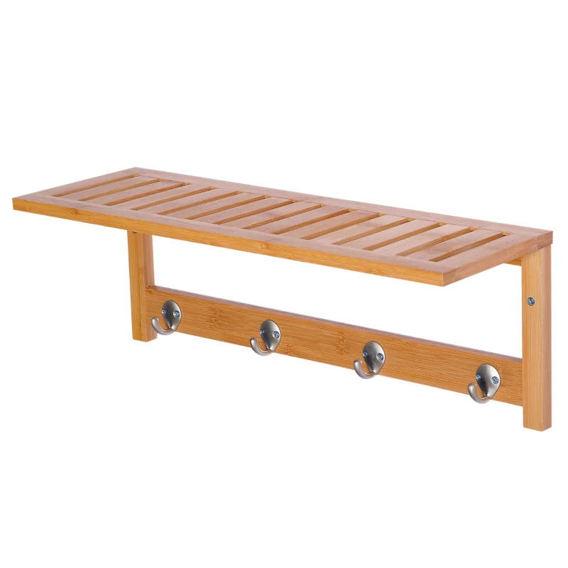 Homcom Cuier de Perete Raft Cuier in Bambù, 50x17x20cm
