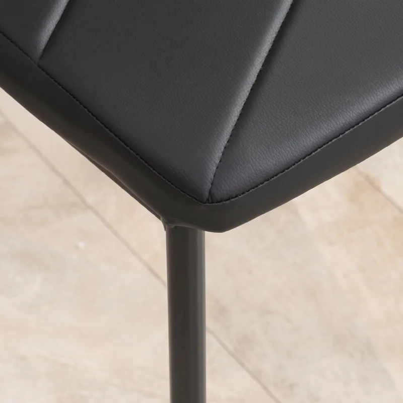 HOMCOM Set de 2 Scaune de Sufragerie Moderne cu Spătar Înalt din Piele Ecologică și Oțel, 41x50x97 cm, Negru