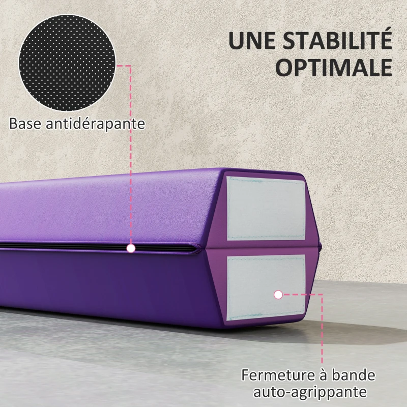 SPORTNOW Poutre de gymnastique pliable fond antidérapant, poignée de transport, 236 x 10/15 x 6,5 cm violet et rose