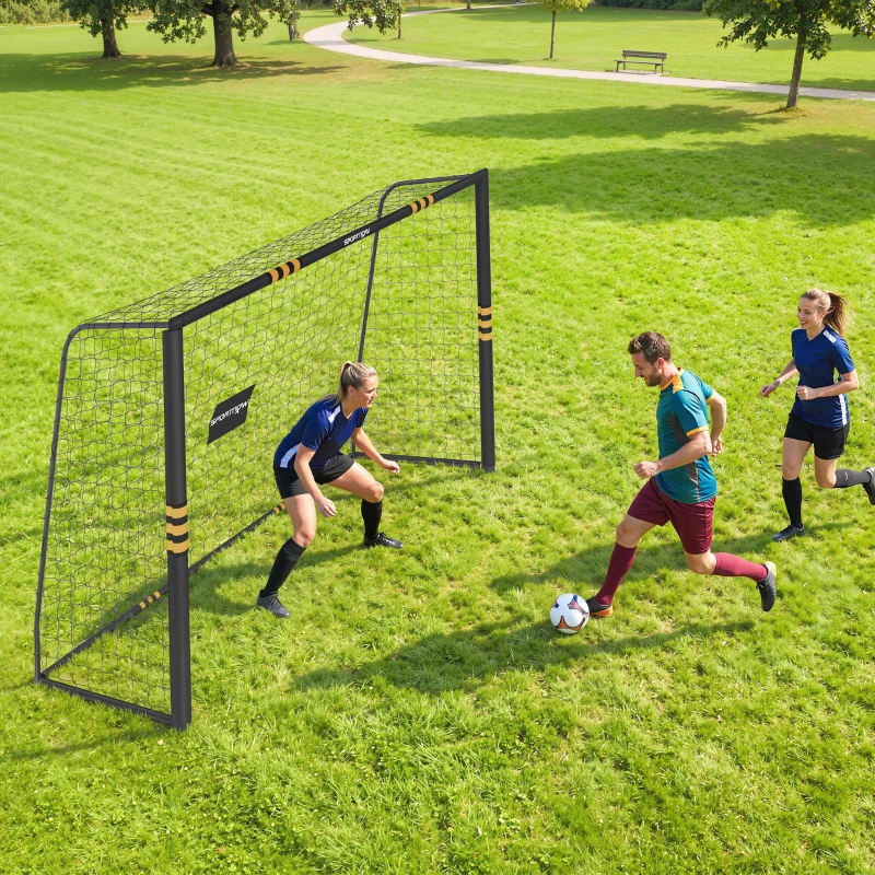 SPORTNOW Poartă de Fotbal Cu Plasă Și Căptușeală din Epe, Negru și Galben