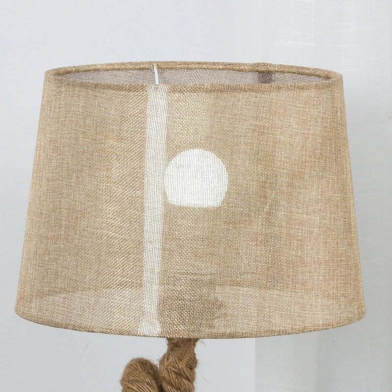 HOMCOM Nautical Style Table Lamp with Fabric Lampshade Metal Frame Power Switch, 48cm Home Desk Lamp Bedroom Living Room Study E27 Base, Beige