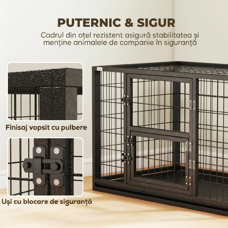 PawHut Cușcă pentru Câini Robusta, 94x60x64 cm, cu Tavă Detașabilă.