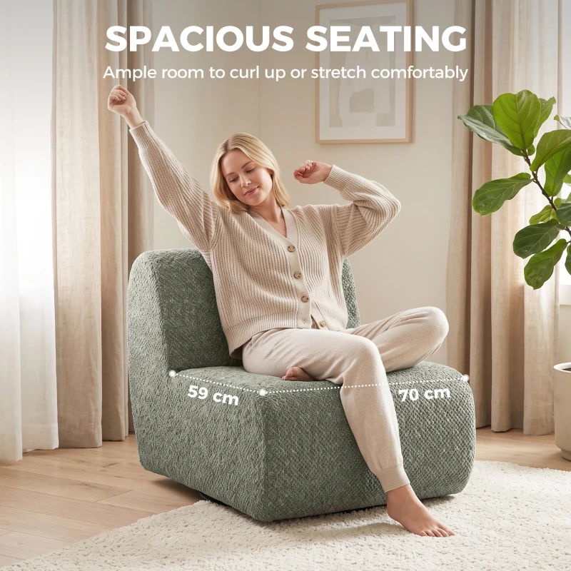 HOMCOM Fotel obrotowy lounge w stylu Chenille, szerokie siedzisko, do salonu i sypialni, Szary