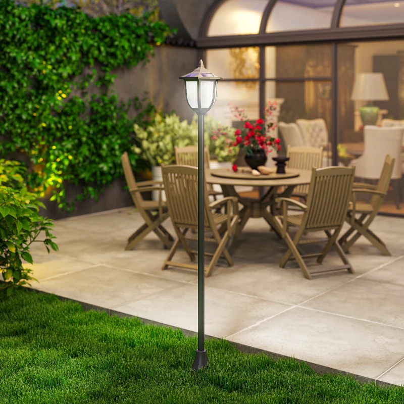Outsunny Lámpara Solar de Jardín Farola con 6 Luces LED con Batería Recargable Solar con Autonomía de 6-8 Horas Ø26,5x177cm Negro