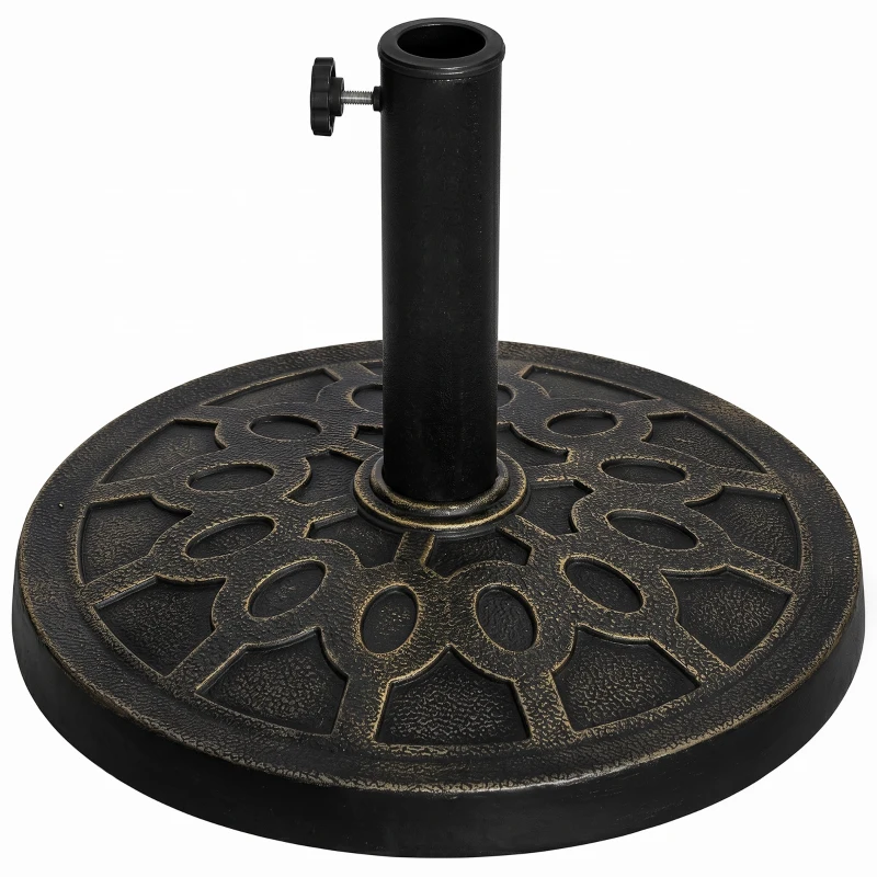 Outsunny Bază rotundă pentru umbrelă, pentru stâlpi de Ø38 și Ø48 mm, din rășină și oțel, Ø45 cm, bronz