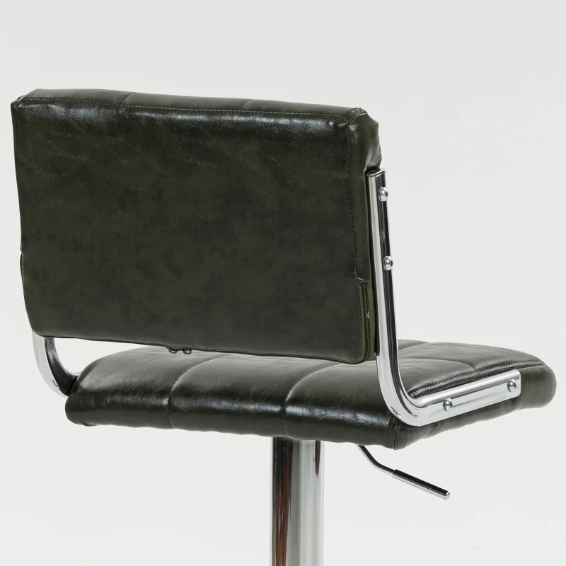 HOMCOM Bar Stools Modern PU Leather Adjustable Breakfast Bar Stools Backrest Set of 2 Green