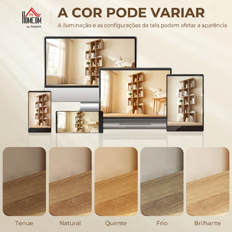 HOMCOM Estante de 5 Níveis Estante de Livros Estreita Estante em Forma de S 80x24x200 cm Carvalho