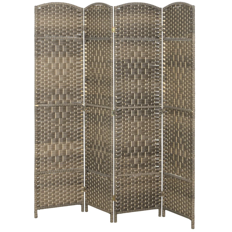 HOMCOM Paravent intérieur en bois 4 panneaux séparateur de pièce pliable pour salon chambre 180 x 180 cm chêne foncé